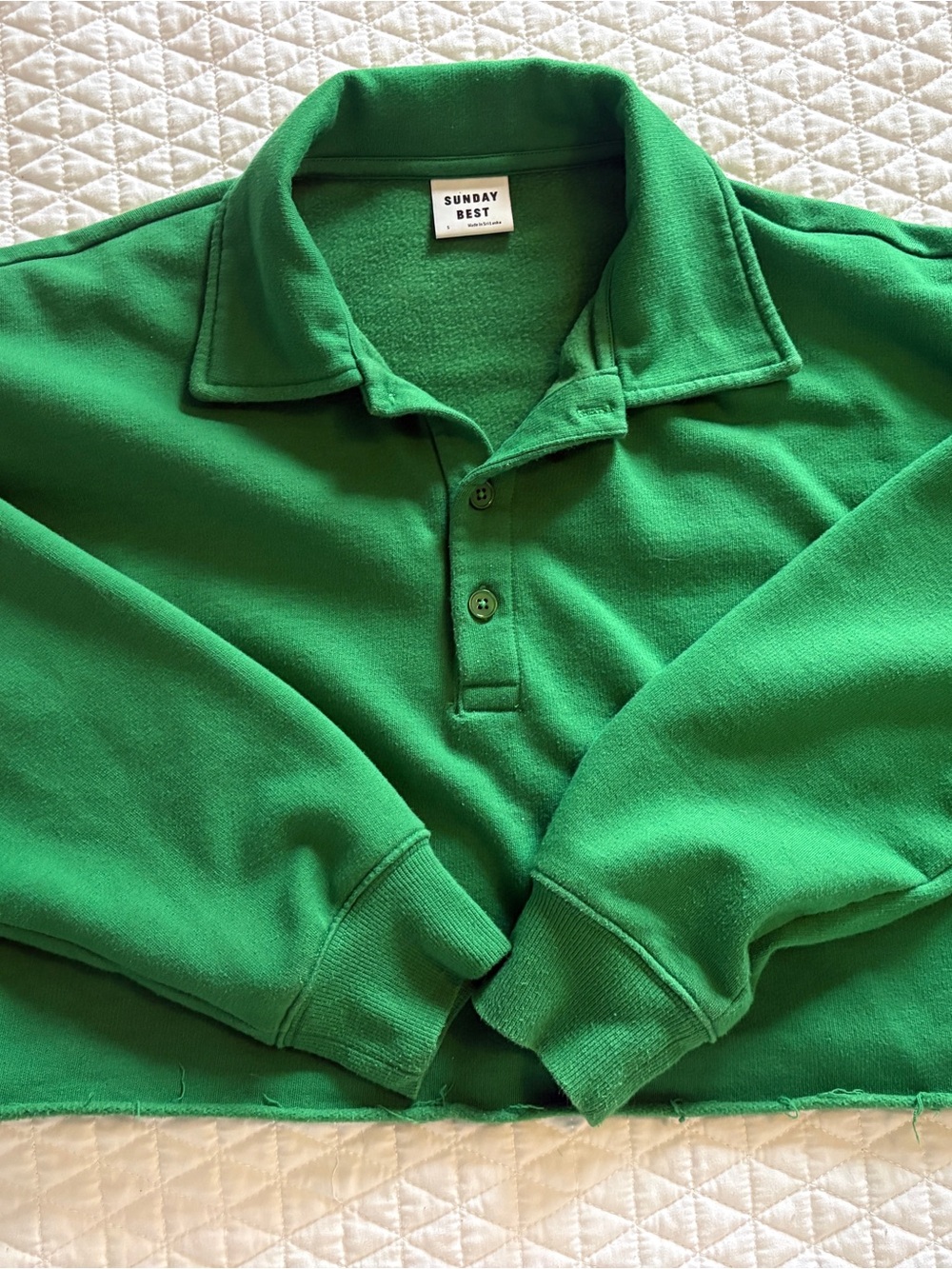 Sunday Best women Bright Green V-Neck Polo Sweater
